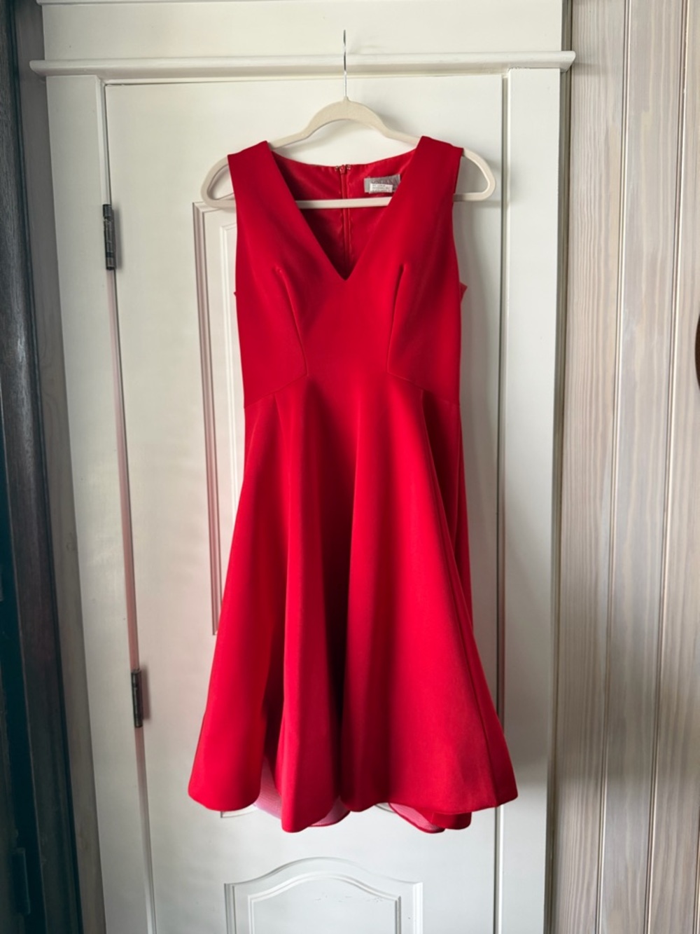 Jovani Red V-Neck Fit-and-Flare Cocktail Dress